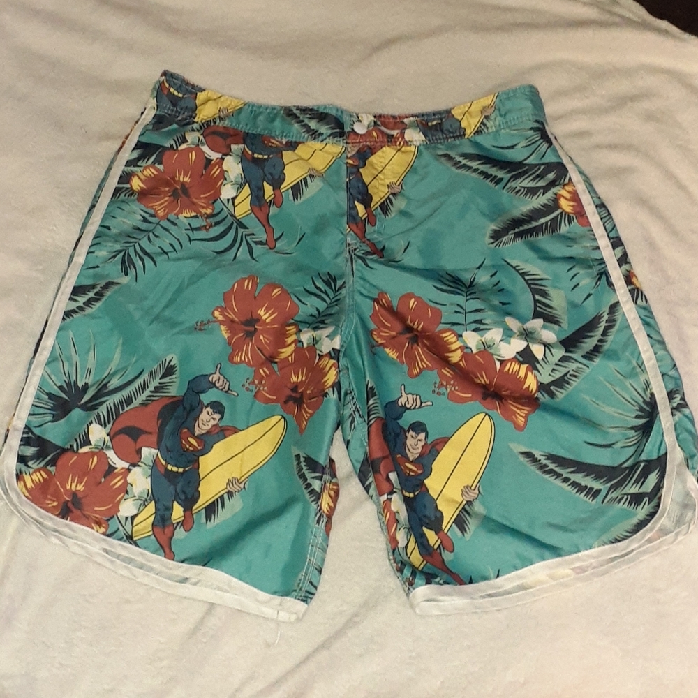 Superman Surfing  Boardshorts Swimming Trunks Swim Board Shorts Surf DC Comics